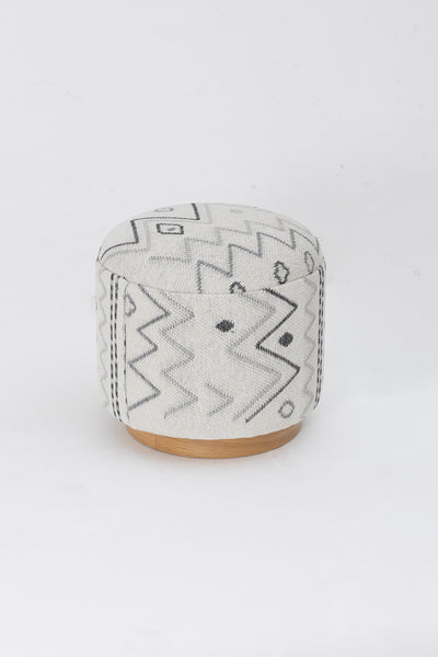 Bliss Gri Etnik Desenli Krem Puf 45 X H 42 Cm 4280