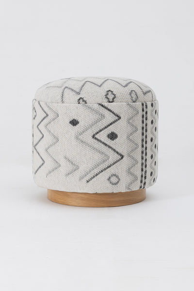 Bliss Gri Etnik Desenli Krem Puf 45 X H 42 Cm 4280