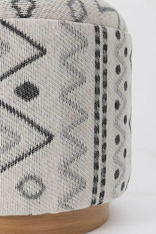 Bliss Gri Etnik Desenli Krem Puf 45 X H 42 Cm 4280