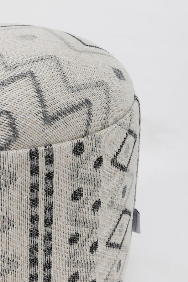 Bliss Gri Etnik Desenli Krem Puf 45 X H 42 Cm 4280