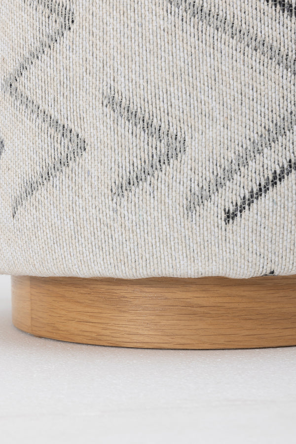 Bliss Gri Etnik Desenli Krem Puf 45 X H 42 Cm 4280