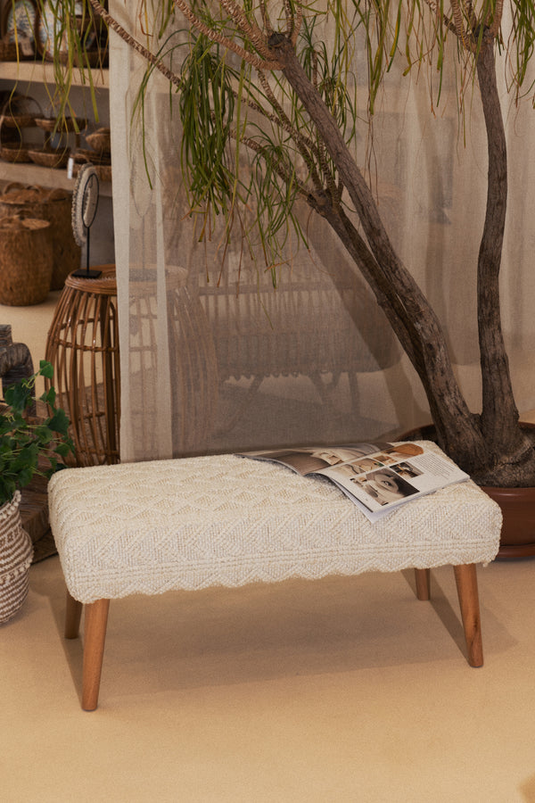 Bliss Krem Kabartma Dokulu Bench 42 X 91 X H 42 Cm 4283