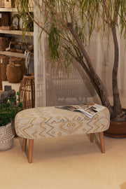 Bliss Sarı Etnik Desenli Krem Bench 40 X 100 X H 47 Cm 4282