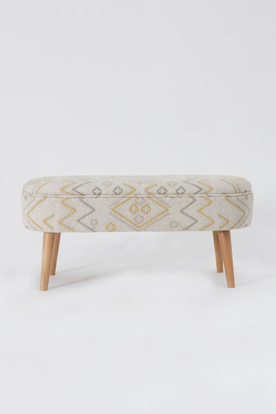 Bliss Sarı Etnik Desenli Krem Bench 40 X 100 X H 47 Cm 4282