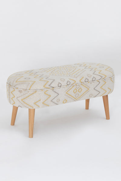 Bliss Sarı Etnik Desenli Krem Bench 40 X 100 X H 47 Cm 4282