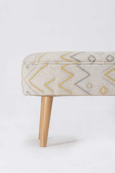 Bliss Sarı Etnik Desenli Krem Bench 40 X 100 X H 47 Cm 4282