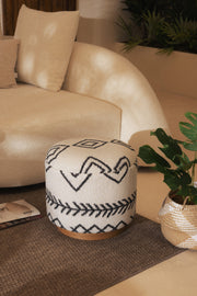 Bliss Siyah Etnik Desenli Krem Puf 45 X H 42 Cm 4281