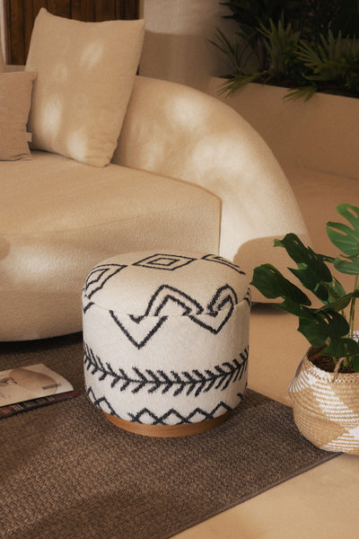 Bliss Siyah Etnik Desenli Krem Puf 45 X H 42 Cm 4281
