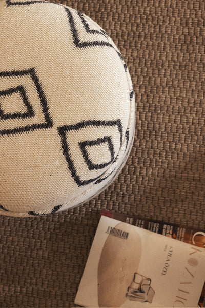 Bliss Siyah Etnik Desenli Krem Puf 45 X H 42 Cm 4281