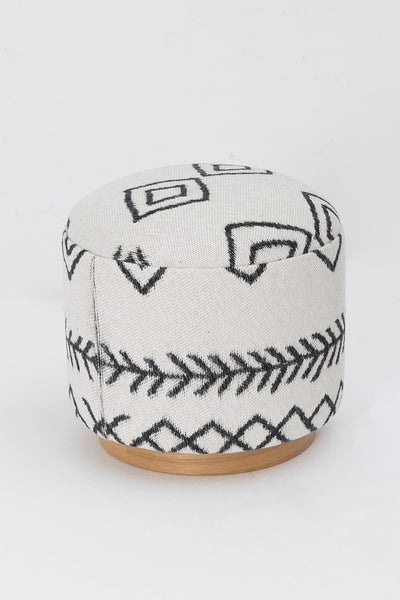 Bliss Siyah Etnik Desenli Krem Puf 45 X H 42 Cm 4281