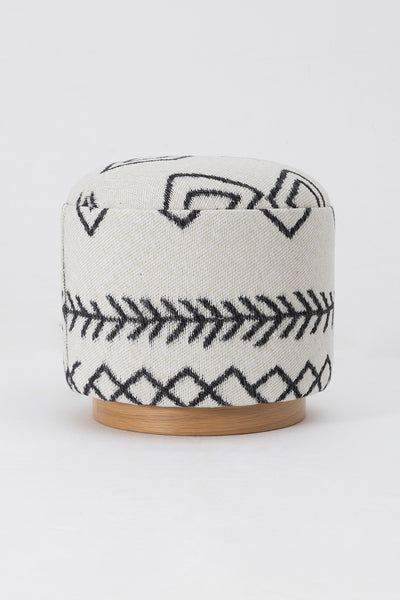 Bliss Siyah Etnik Desenli Krem Puf 45 X H 42 Cm 4281