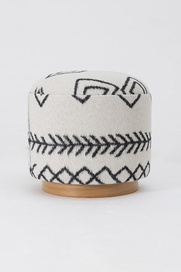Bliss Siyah Etnik Desenli Krem Puf 45 X H 42 Cm 4281