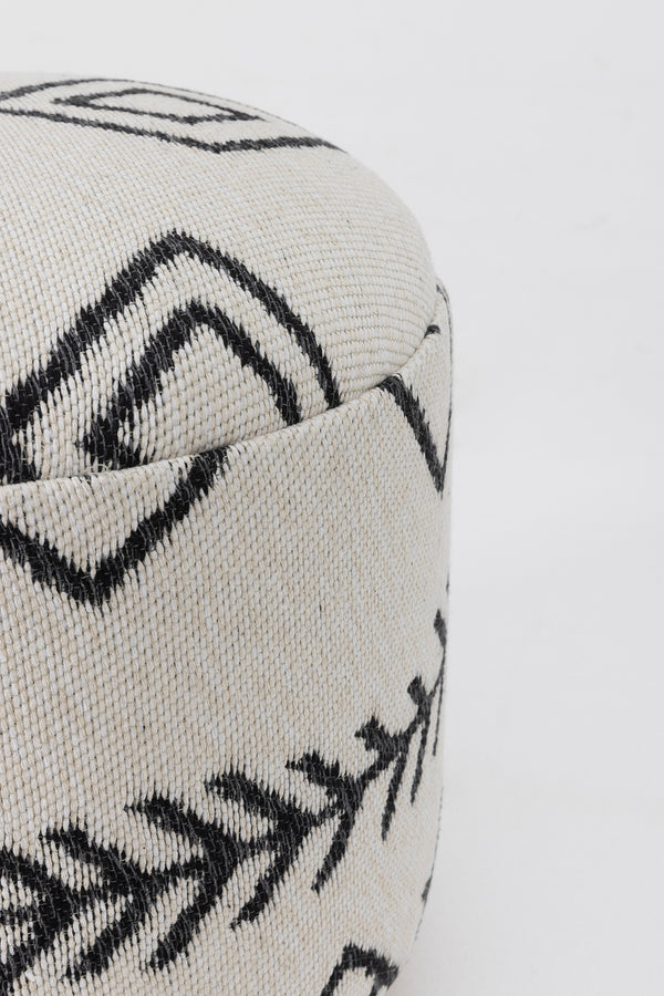 Bliss Siyah Etnik Desenli Krem Puf 45 X H 42 Cm 4281