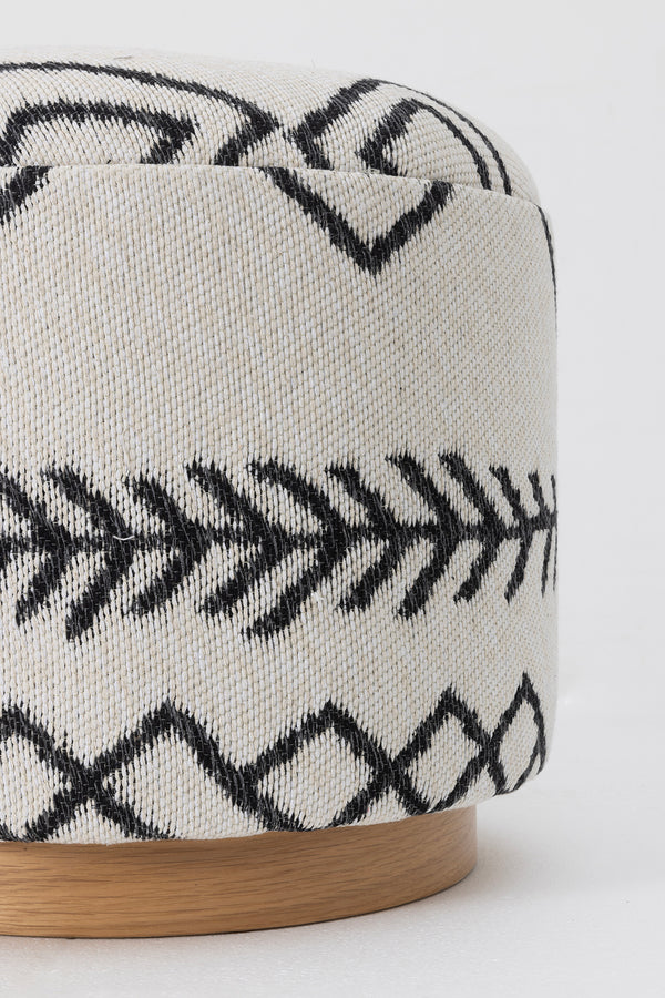 Bliss Siyah Etnik Desenli Krem Puf 45 X H 42 Cm 4281