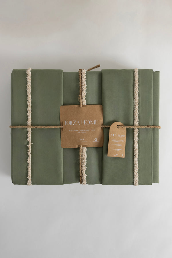 Boho Yeşil Çift Kişilik Nevresim Takımı 200 x 220 7030A