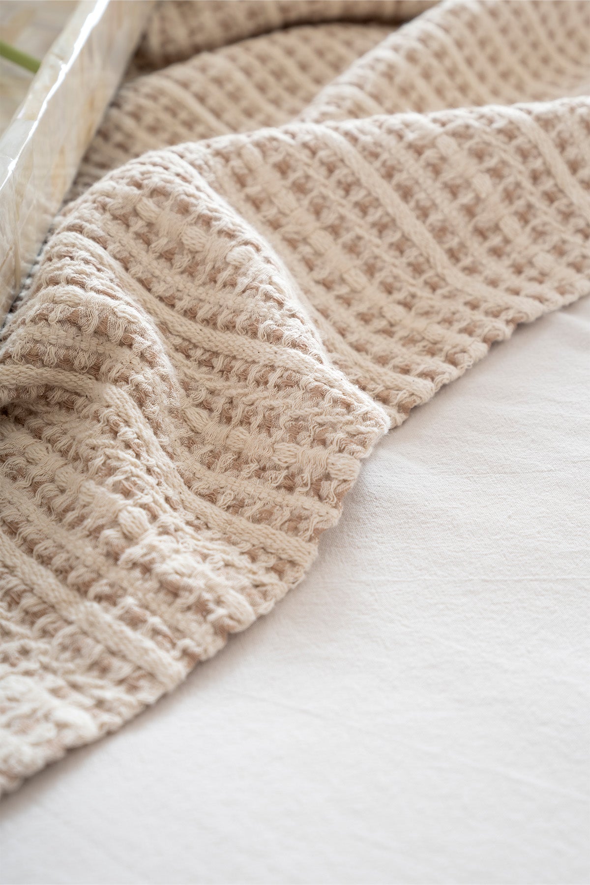 Boho Waffle-Bej Çift Kişilik 240 X 260Yatak Örtüsü 50 X 70 - 2 Ad Yastık Kılıfı 7040A