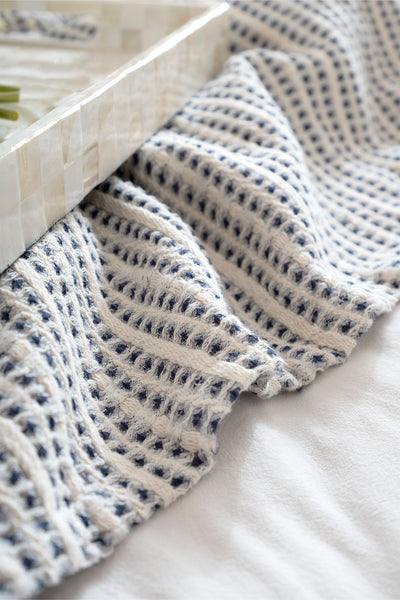 Boho Waffle-Lacivert Tek Kişilik 160 X 240Yatak Örtüsü 50 X 70 - 1 Ad Yastık Kılıfı 7039A