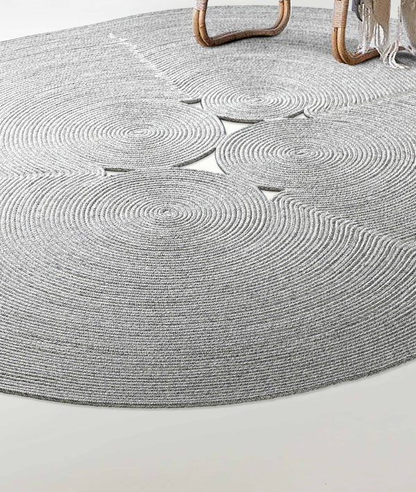 Boulder Gri Elips Yıkanabilir Halı 69596