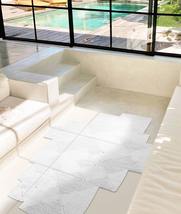 Boulder Beyaz Kare Yıkanabilir Halı 69589