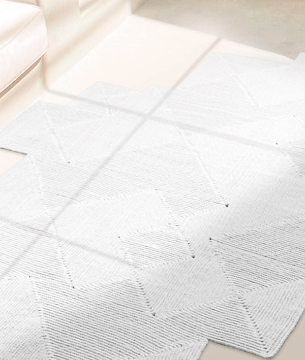 Boulder Beyaz Kare Yıkanabilir Halı 69589