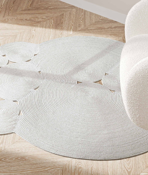 Boulder Beyaz Yuvarlak Yıkanabilir Halı 69586