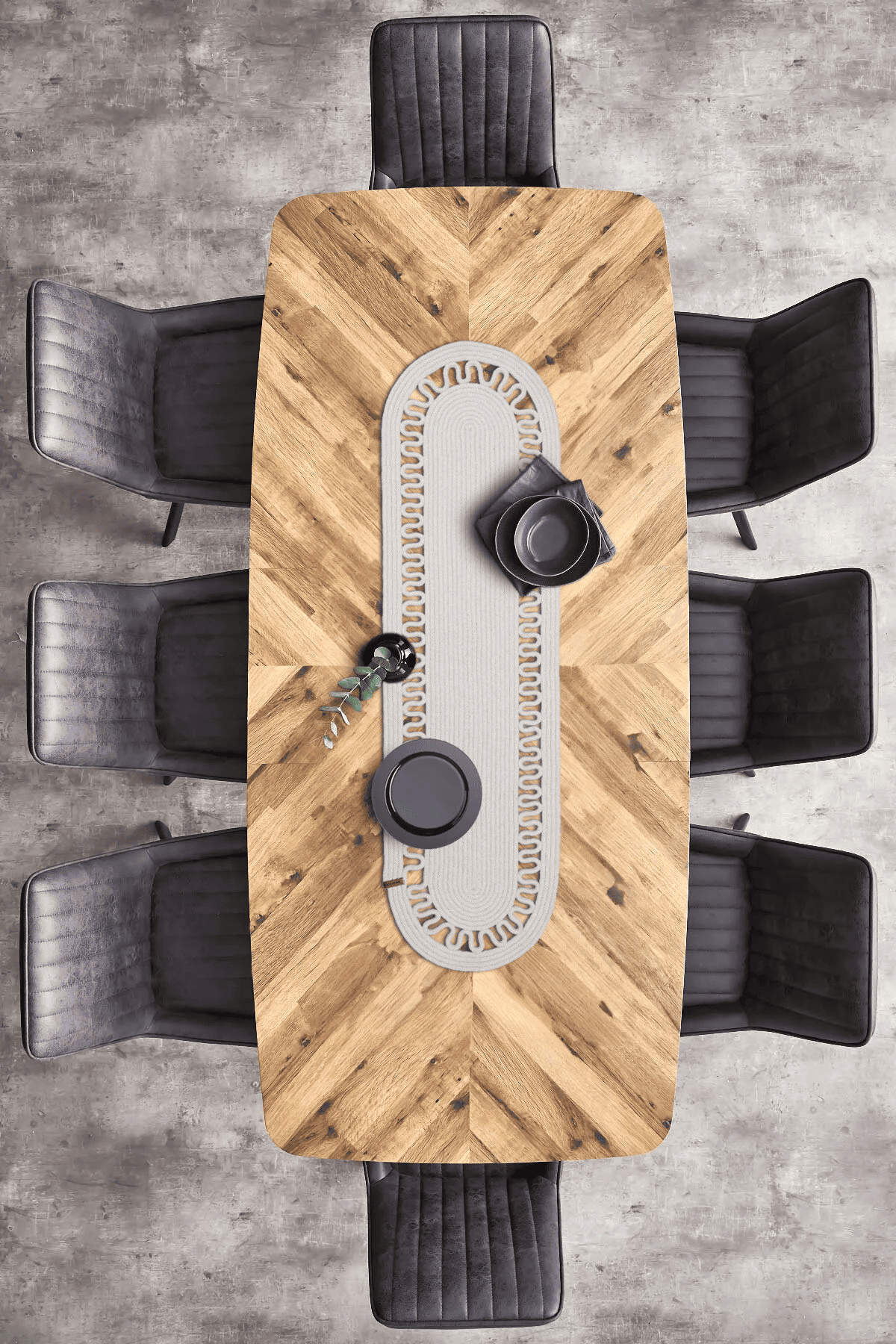 Cesta Amerikan Servis El Yapımı Pamuklu Krem Jüt Örme Dekoratif Runner 37x136cm
