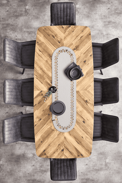Cesta Amerikan Servis El Yapımı Pamuklu Krem Jüt Örme Dekoratif Runner 37x136cm