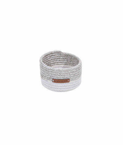 Cesta El Yapımı Beyaz Gri Hasır Sepet 15cm 9039