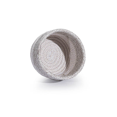 Cesta El Yapımı Beyaz Gri Hasır Sepet 15cm 9039