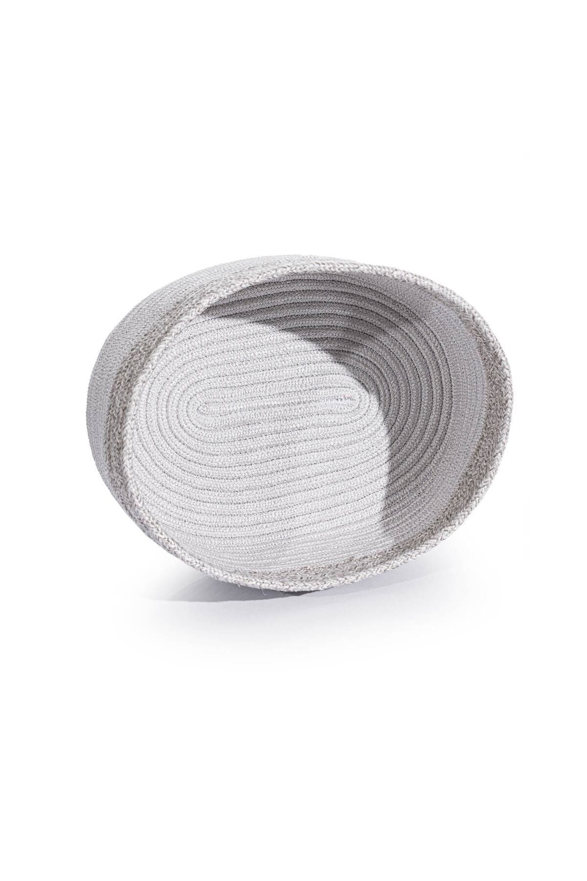 Cesta El Yapımı Pamuklu Beyaz Gri Hasır Dekoratif Sepet 25cmx45cm 9040
