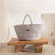 Cesta El Yapımı Pamuklu Gri Hasır Çanta Plaj Gündelik Dekoratif Çanta 26x57cm