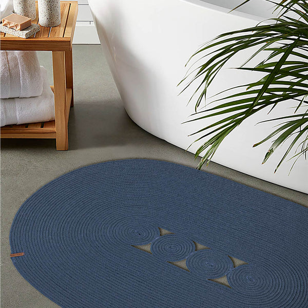 Cesta El Yapımı Lacivert Jüt Hasır Kilim 9015