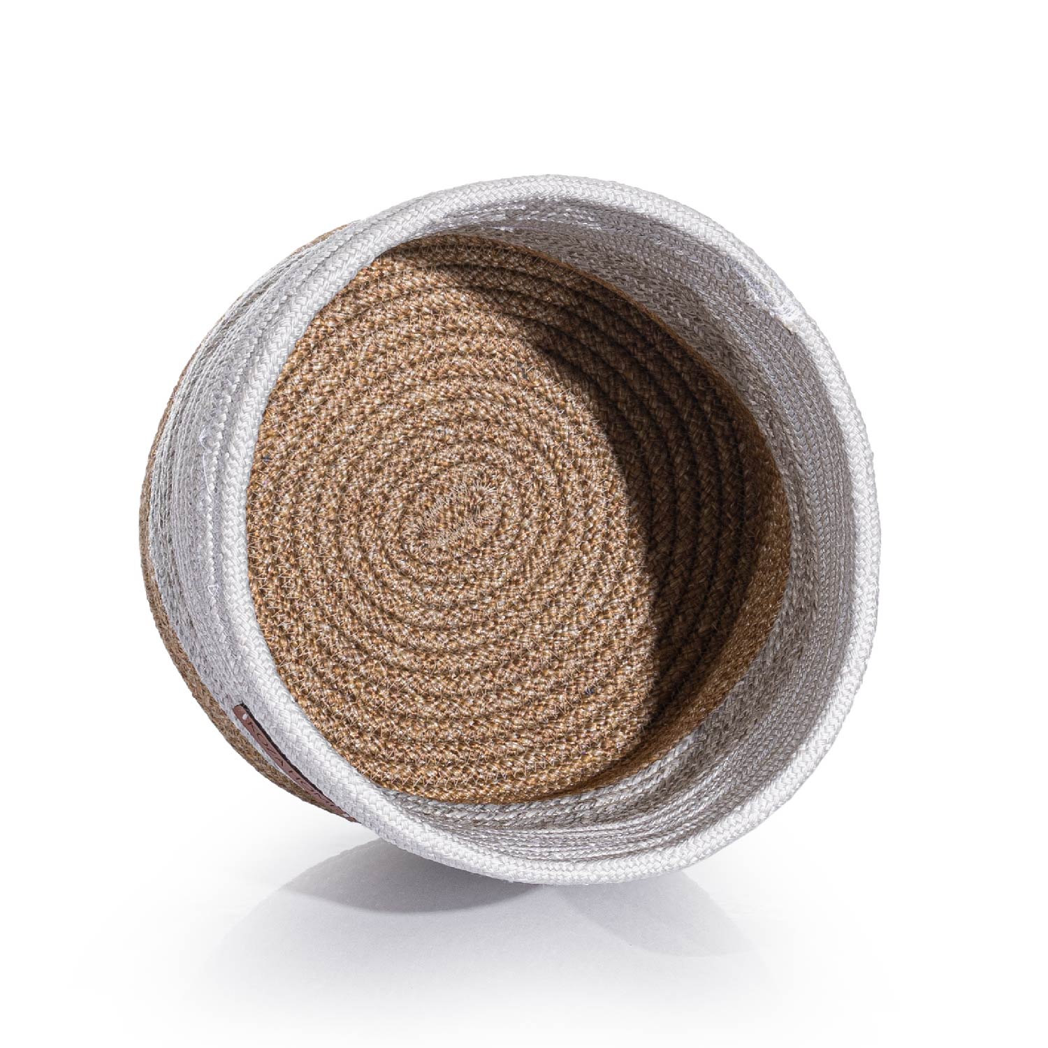 Cesta El Yapımı Pamuklu Multi Beyaz Gri Natural Hasır Dekoratif Sepet 25cm 9042