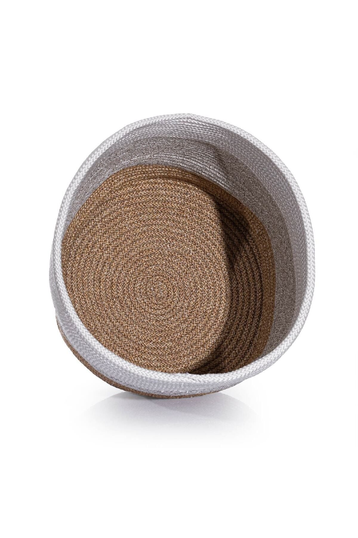 Cesta El Yapımı Pamuklu Multi Beyaz Gri Natural Hasır Dekoratif Sepet 35cm 9043