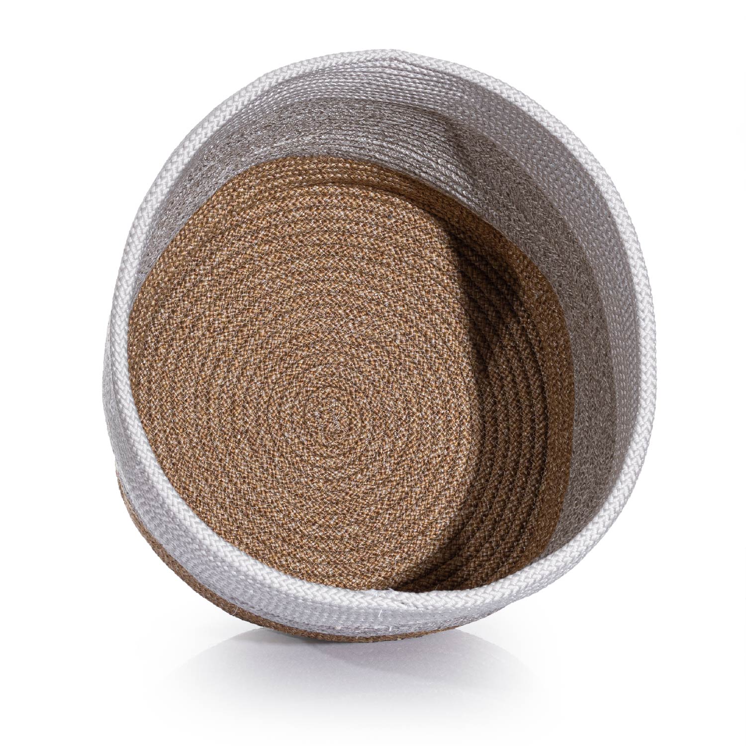 Cesta El Yapımı Pamuklu Multi Beyaz Gri Natural Hasır Dekoratif Sepet 35cm 9043