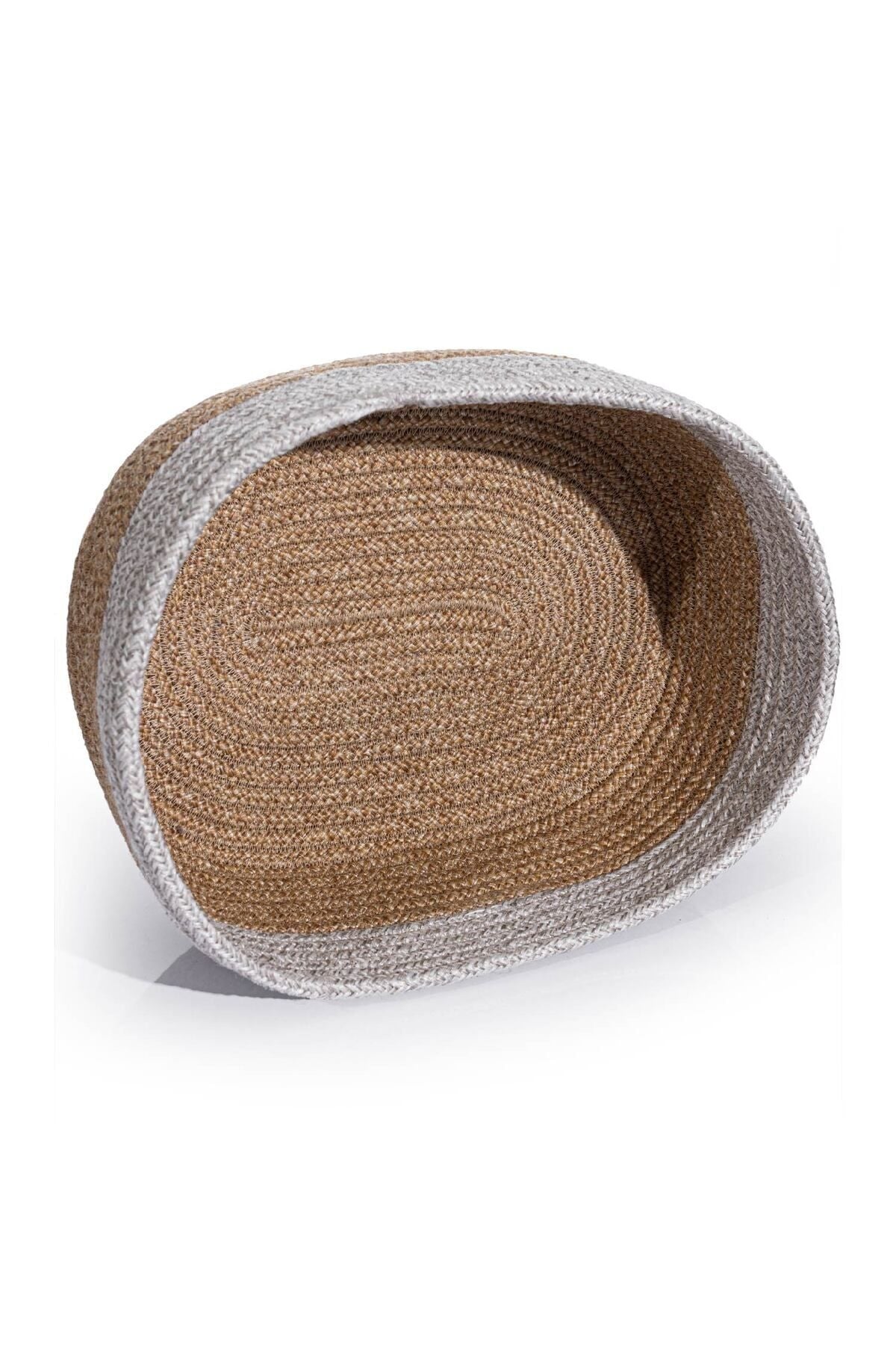 Cesta El Yapımı Pamuklu Natural Gri Hasır Dekoratif Sepet 25cmx45cm 9019