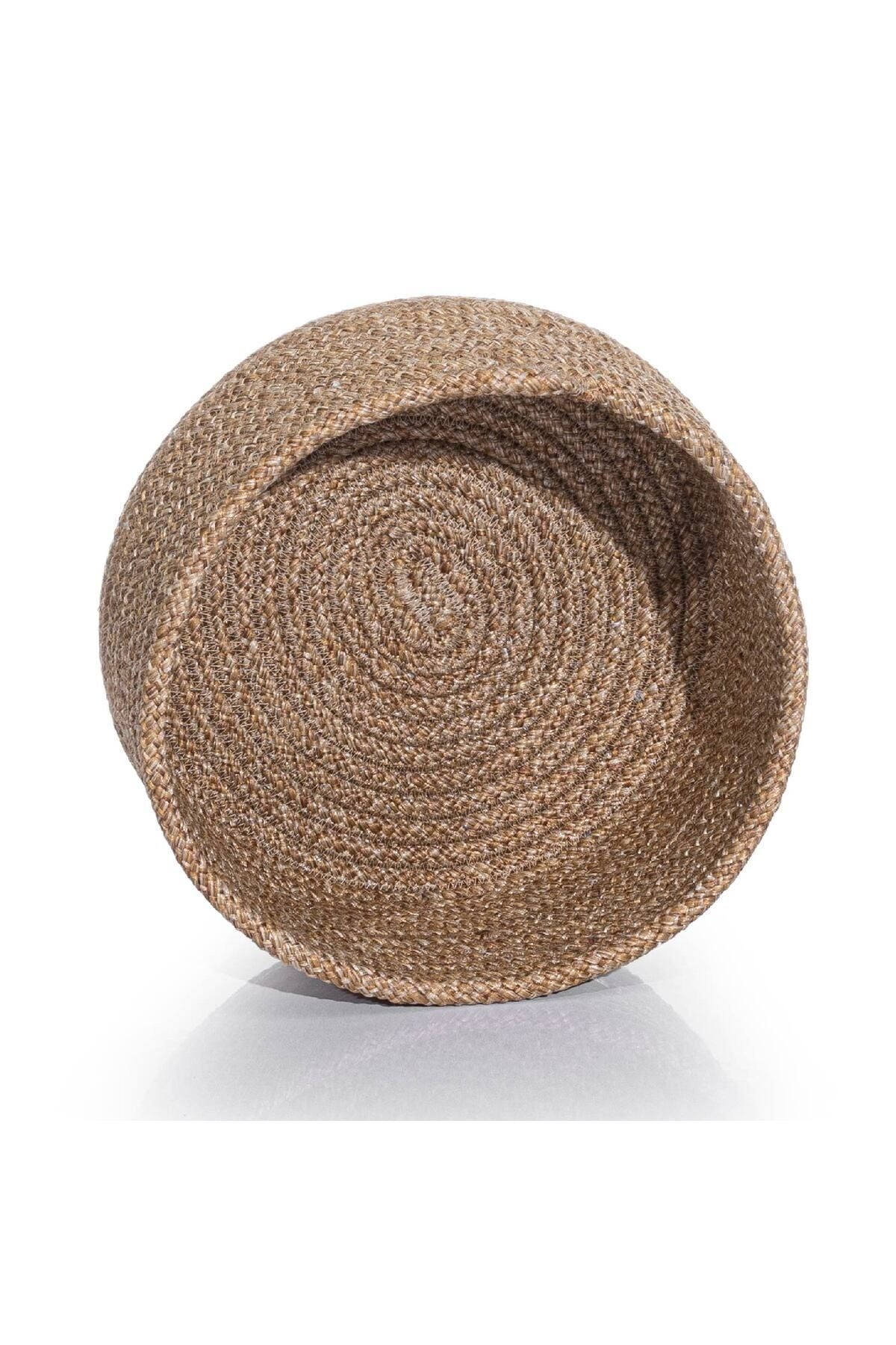 Cesta El Yapımı Pamuklu Natural Hasır Dekoratif Sepet 25cm 9049
