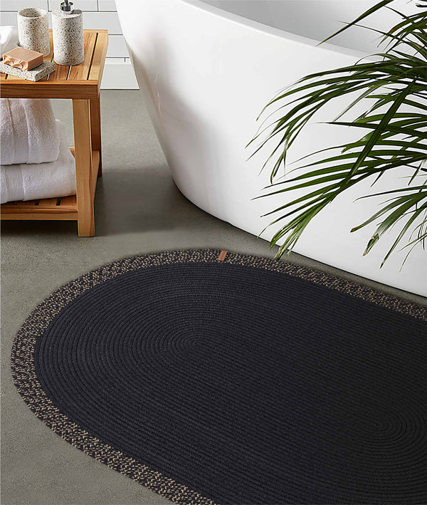 Cesta El Yapımı Siyah Jüt Hasır Kilim 9005