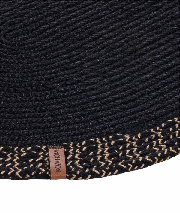 Cesta El Yapımı Siyah Jüt Hasır Kilim 9005