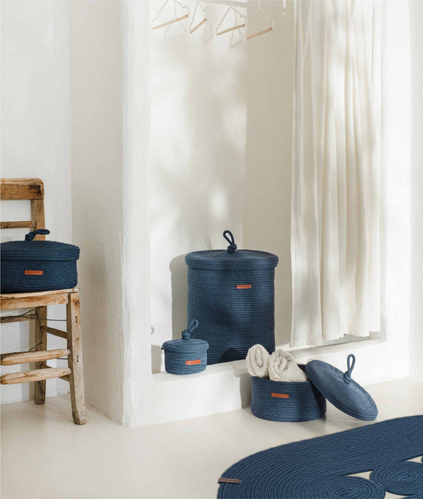 Cesta El Yapımı Lacivert Hasır Sepet 25cmx34cm 9013