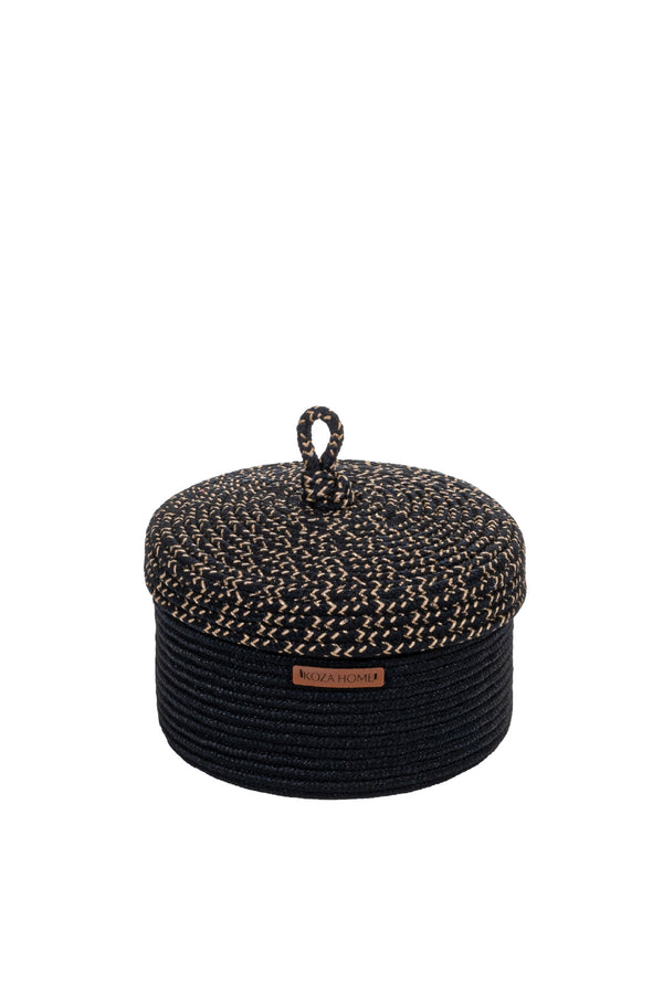Cesta El Yapımı Siyah Hasır Sepet 25cm 9003