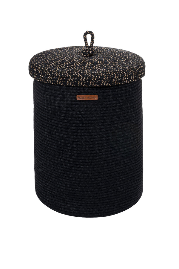 Cesta El Yapımı Siyah Hasır Sepet 45cm 9001
