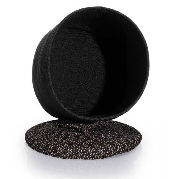 Cesta El Yapımı Siyah Hasır Sepet 45cm 9001