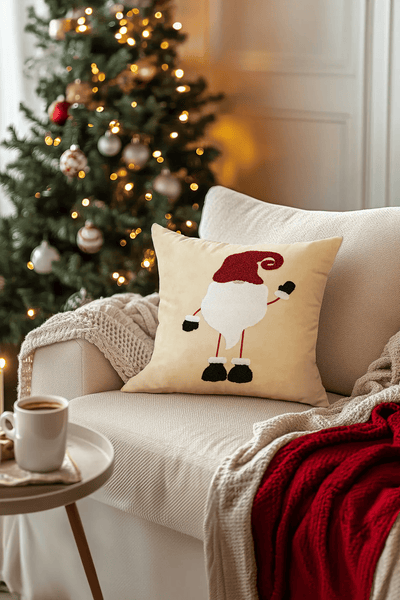 Charm Noel Baba Punch İşleme Bej Kırlent 43X43 35251A
