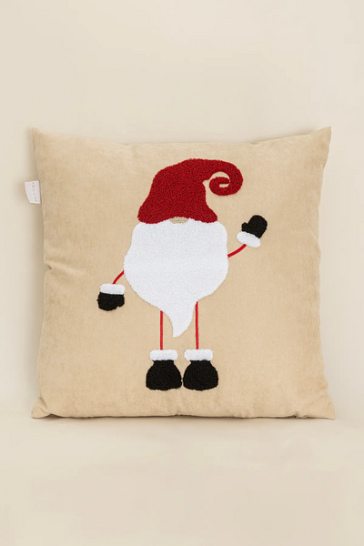 Charm Noel Baba Punch İşleme Bej Kırlent 43X43 35251A
