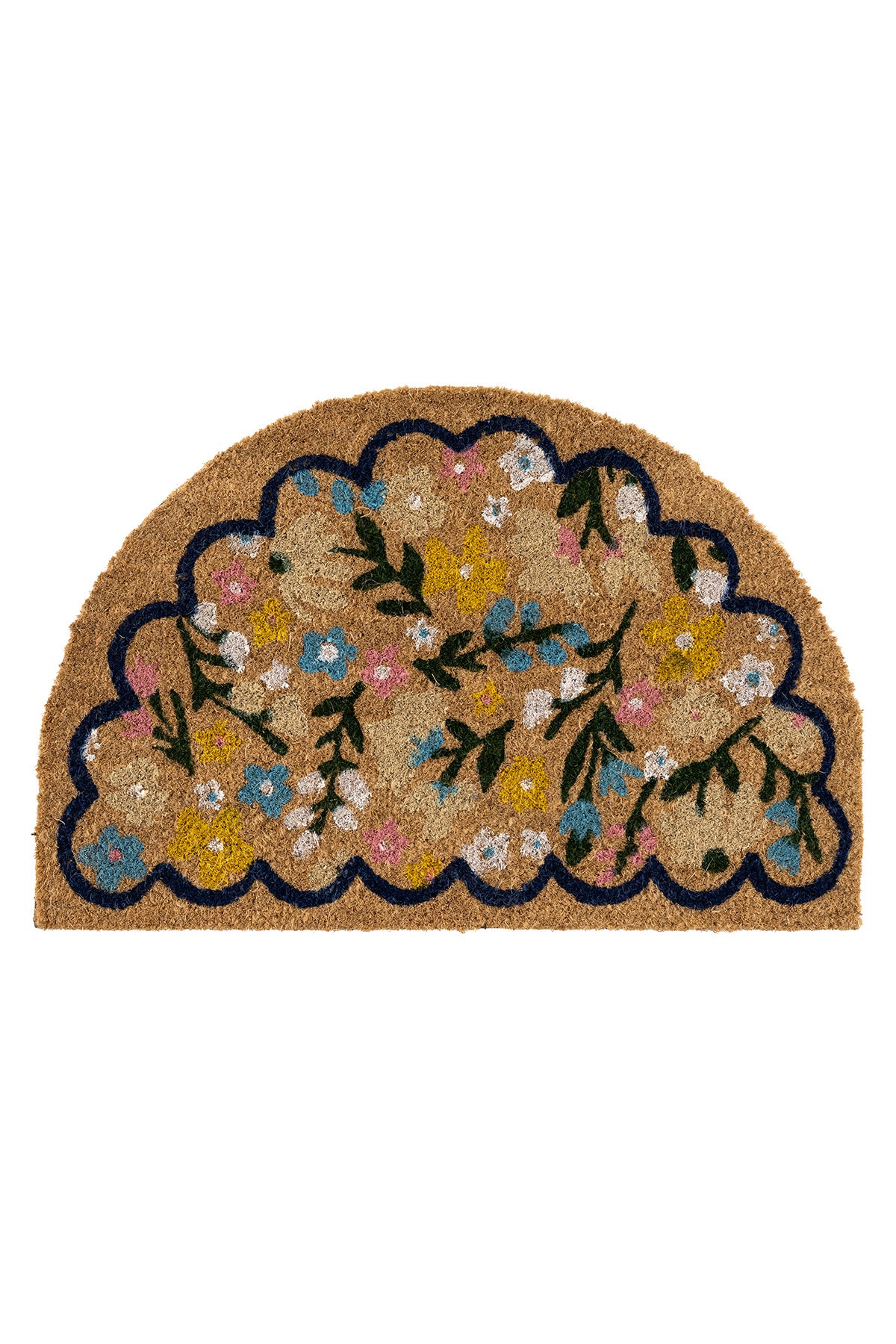 Coco Yarım Daire Kıl Çiçekli Kapı Önü Paspası 40x60 3685