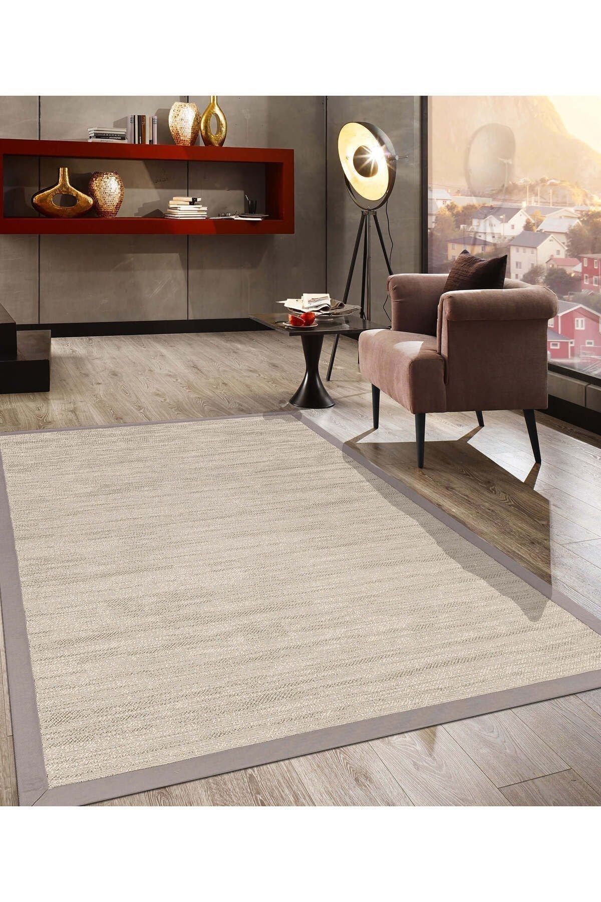 Cozy Bordür Krem Gri Halı 20919A