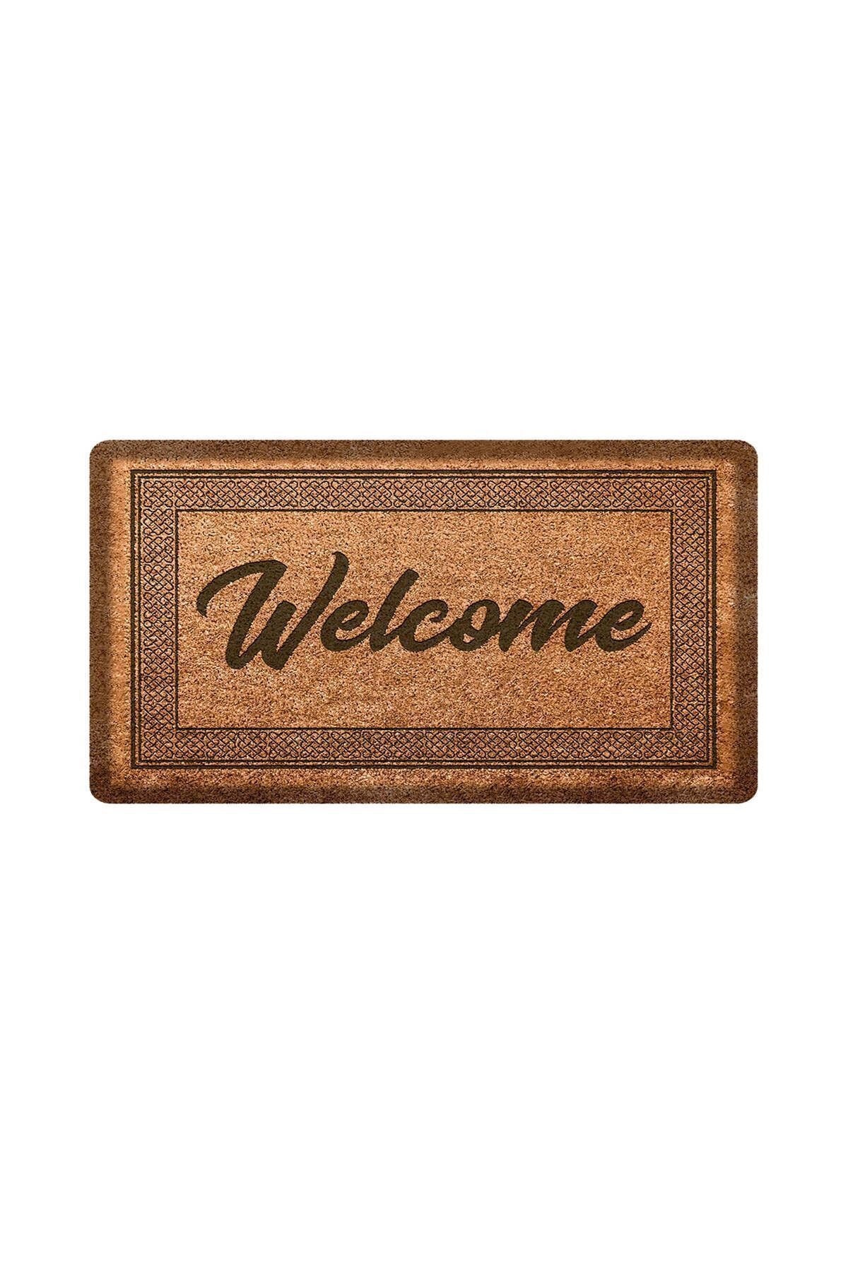 Dekoratif Welcome Kahverengi Kapı Önü Paspası 462702