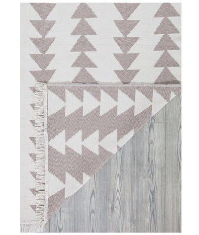 Duo Beyaz Bej Çift Taraflı Yıkanabilir Dokuma Kilim 22994A