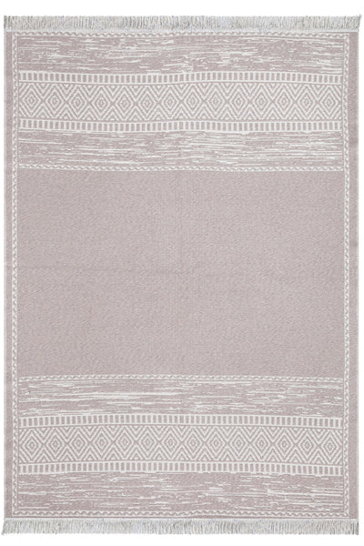 Duo Beyaz Bej Çift Taraflı Yıkanabilir Dokuma Kilim 23003A